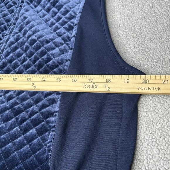 Susan Graver Weekend Vest Womens Large Navy Quilted Velvet Full Zip Mock Neck - Picture 8 of 10